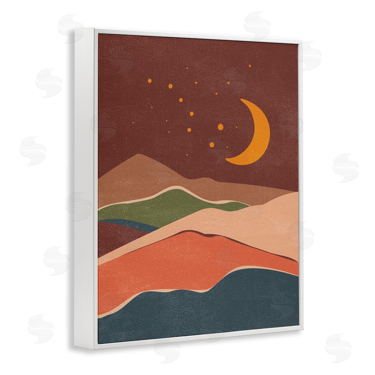 Nataly White Earthtone Desert Moon White Framed Giclee Wall Art Print
