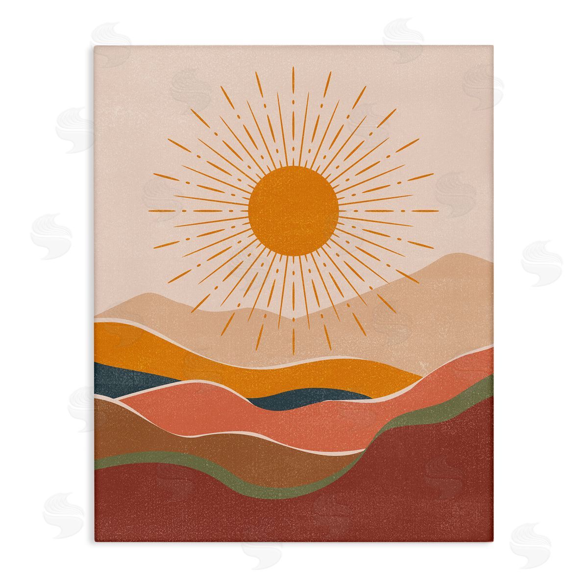 Nataly White Earthtone Desert Sun Canvas Wall Art Print