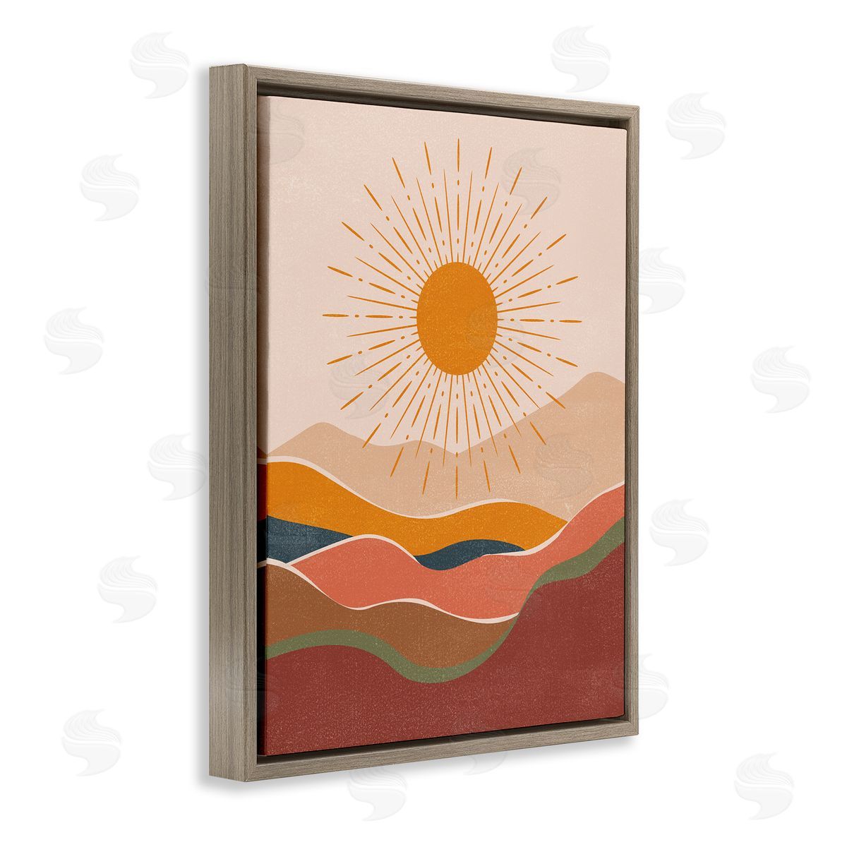 Nataly White Earthtone Desert Sun Brown Floating Frame Canvas Wall Art Print