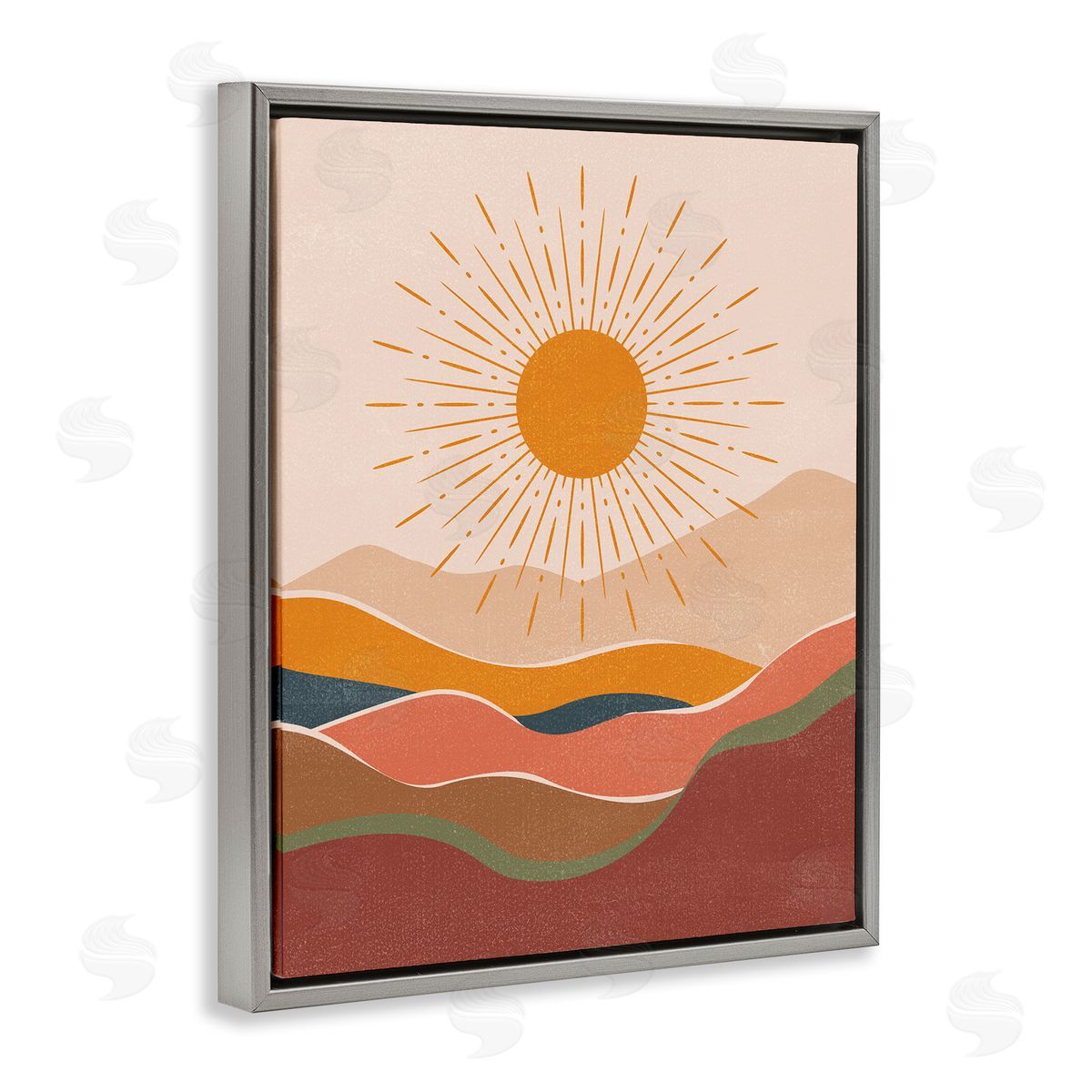 Nataly White Earthtone Desert Sun Gray Floating Frame Canvas Wall Art Print