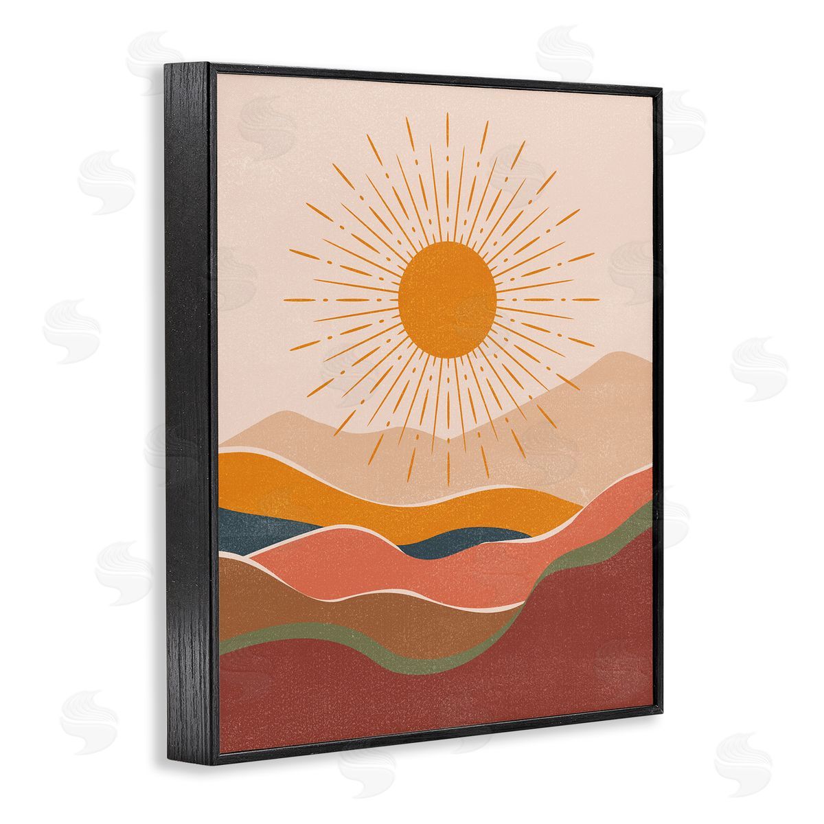 Nataly White Earthtone Desert Sun Black Framed Giclee Wall Art Print