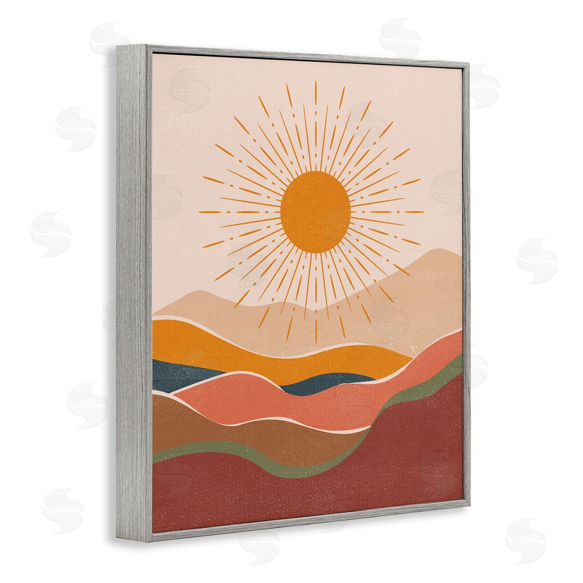 Nataly White Earthtone Desert Sun Gray Framed Giclee Wall Art Print