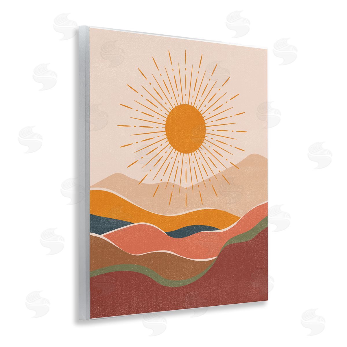Nataly White Earthtone Desert Sun Wooden Wall Plaque Art Print