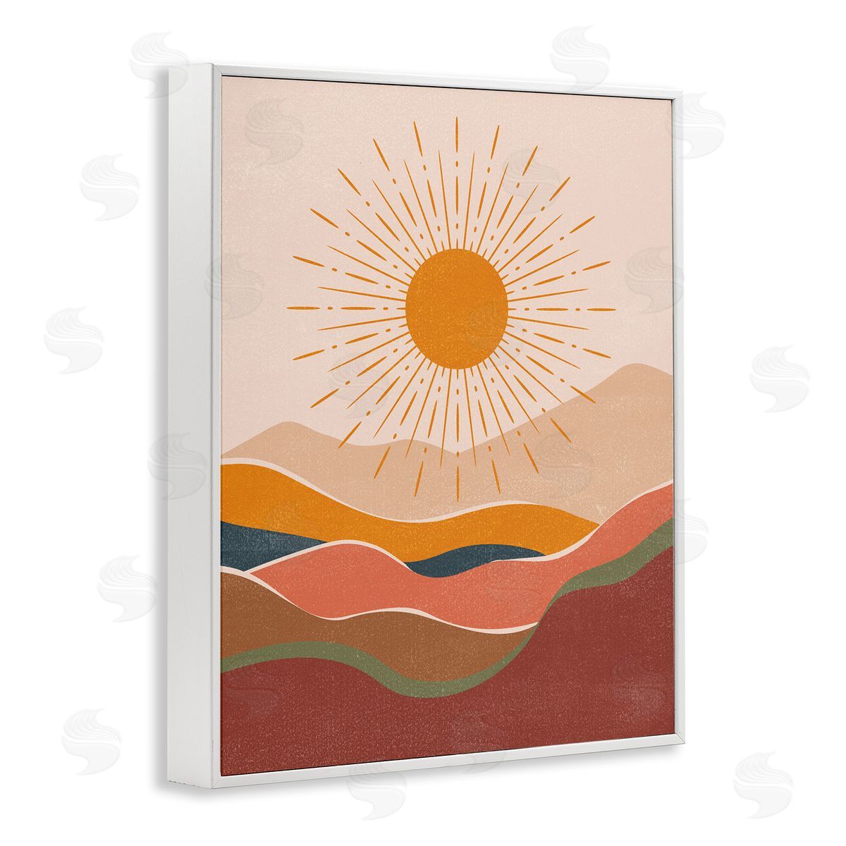 Nataly White Earthtone Desert Sun White Framed Giclee Wall Art Print