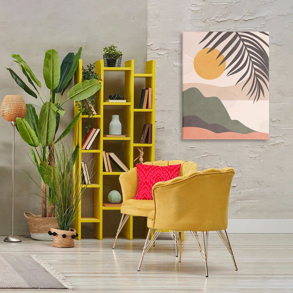Nataly White Tropical Boho Scene Canvas Wall Art Print in Room