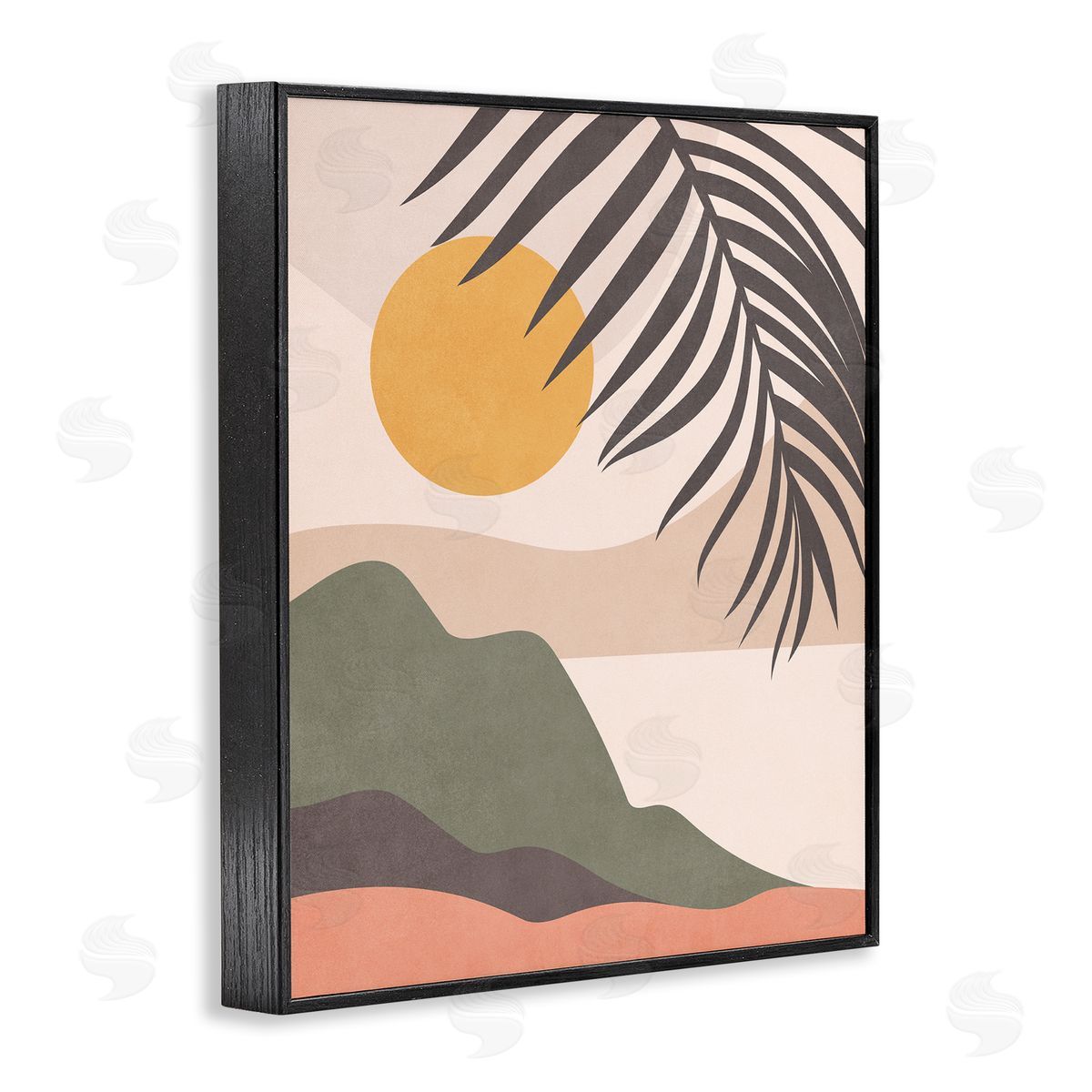 Nataly White Tropical Boho Scene Black Framed Giclee Wall Art Print
