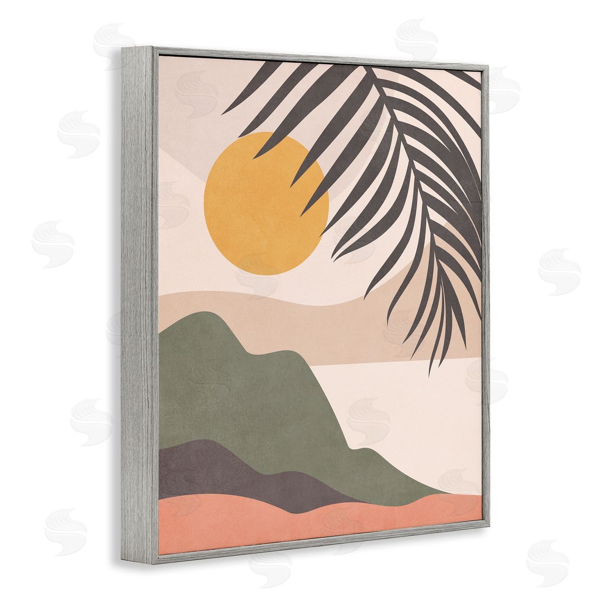 Nataly White Tropical Boho Scene Gray Framed Giclee Wall Art Print
