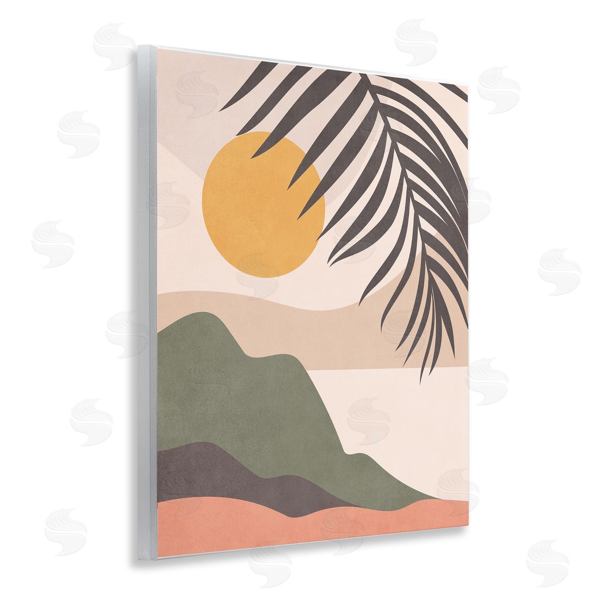Nataly White Tropical Boho Scene Wooden Wall Plaque Art Print