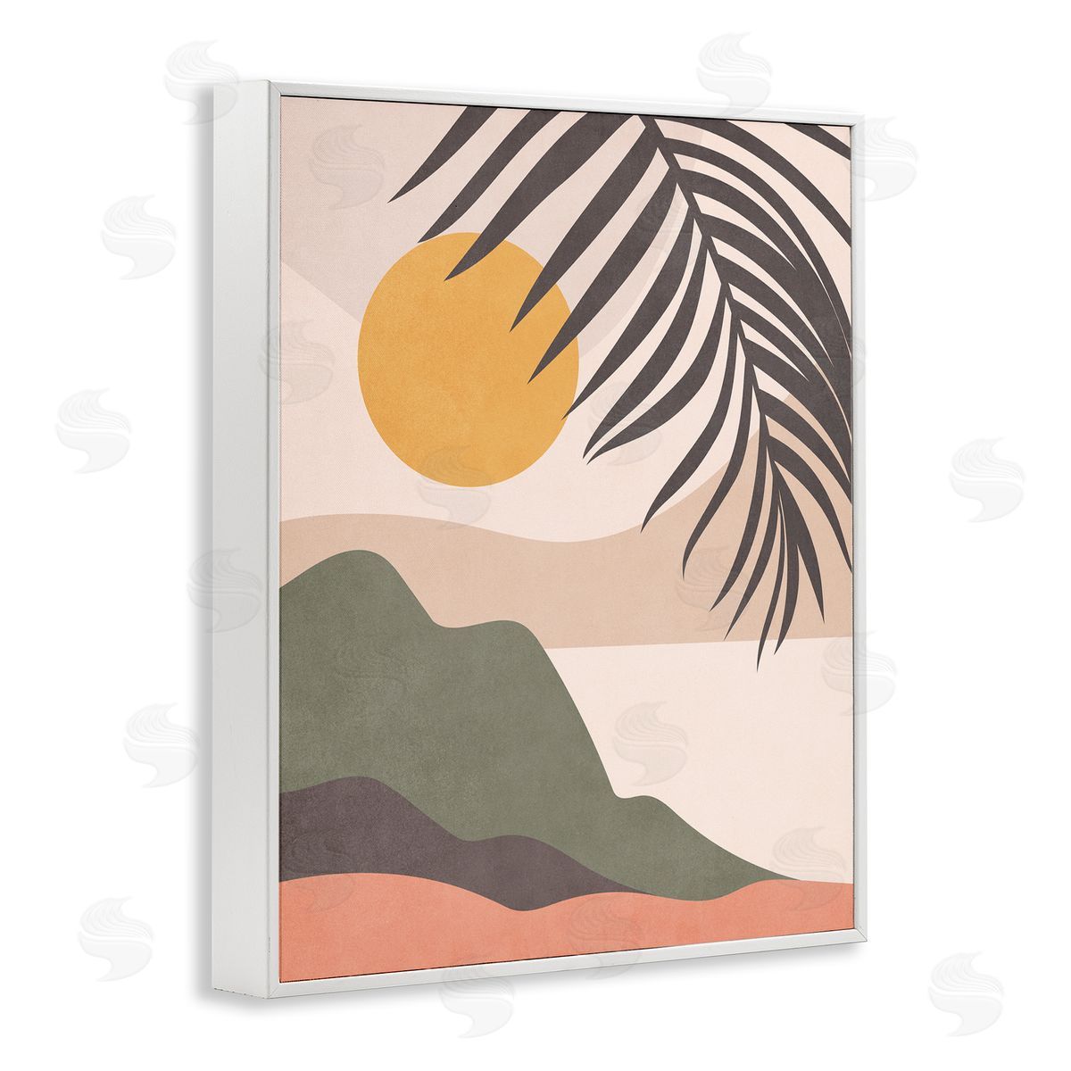 Nataly White Tropical Boho Scene White Framed Giclee Wall Art Print