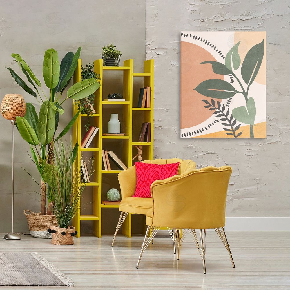 Nataly White Peachy Tropical Boho Canvas Wall Art Print in Room