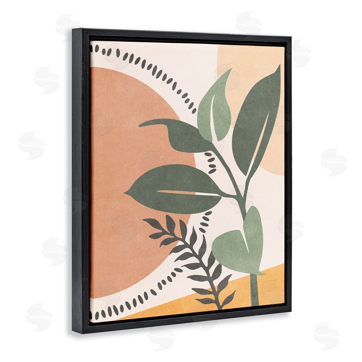 Nataly White Peachy Tropical Boho Black Floating Frame Canvas Wall Art Print