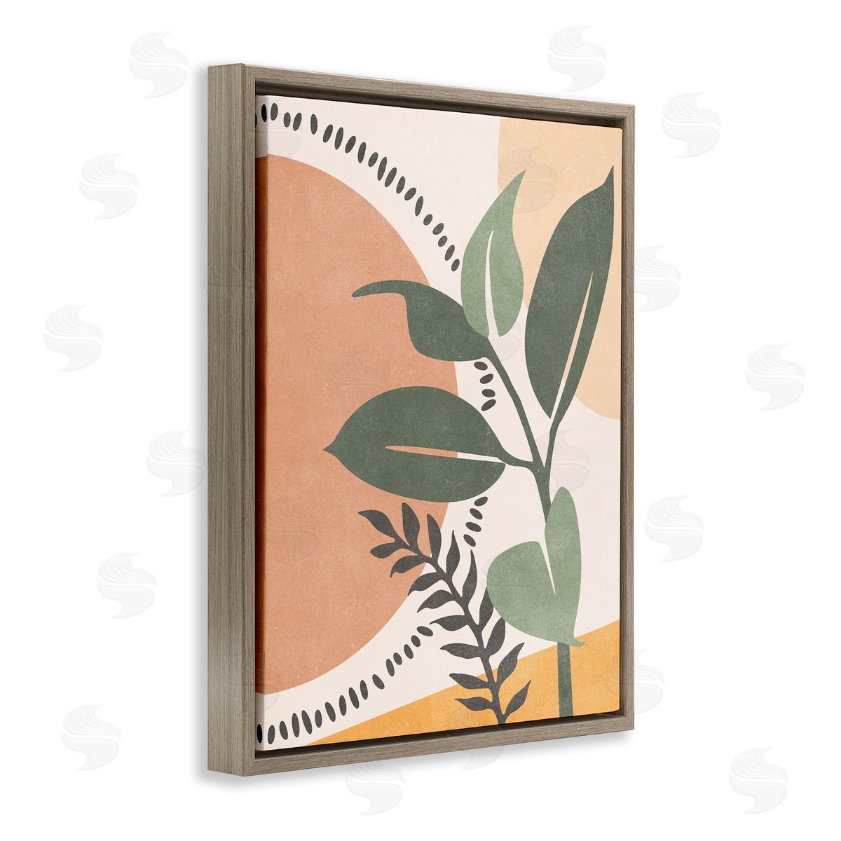 Nataly White Peachy Tropical Boho Brown Floating Frame Canvas Wall Art Print