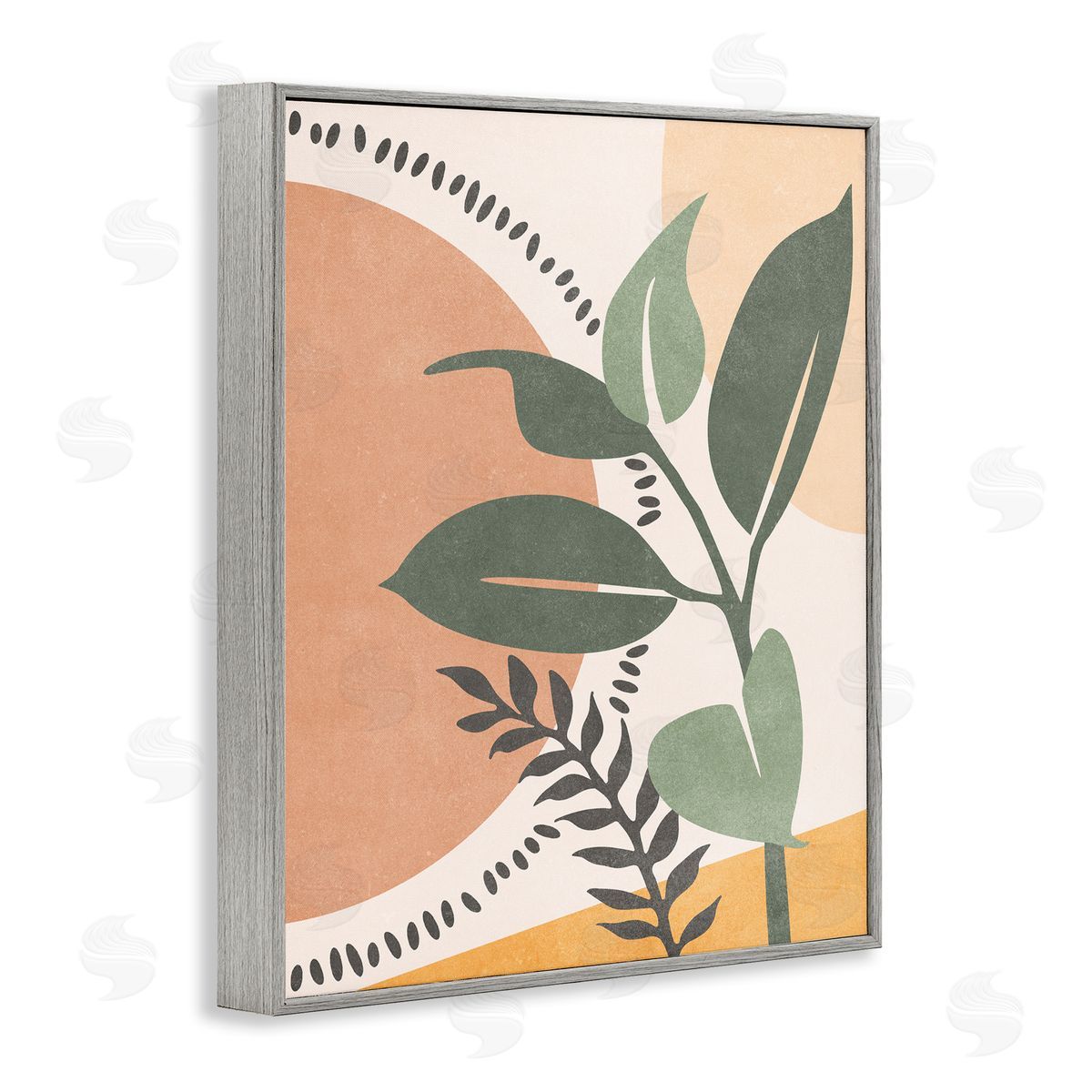 Nataly White Peachy Tropical Boho Gray Framed Giclee Wall Art Print