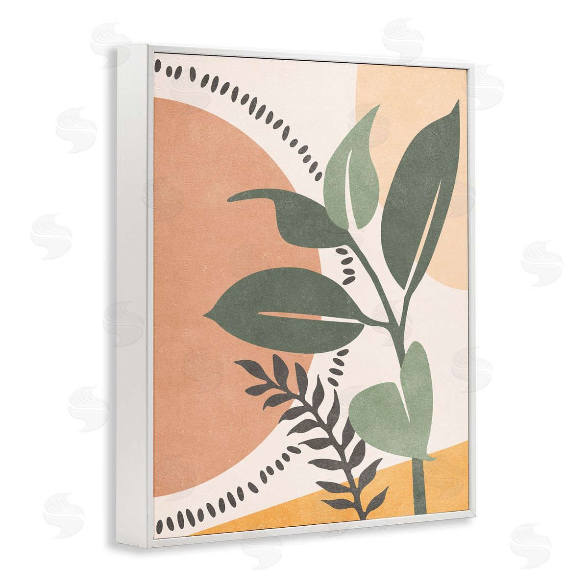 Nataly White Peachy Tropical Boho White Framed Giclee Wall Art Print