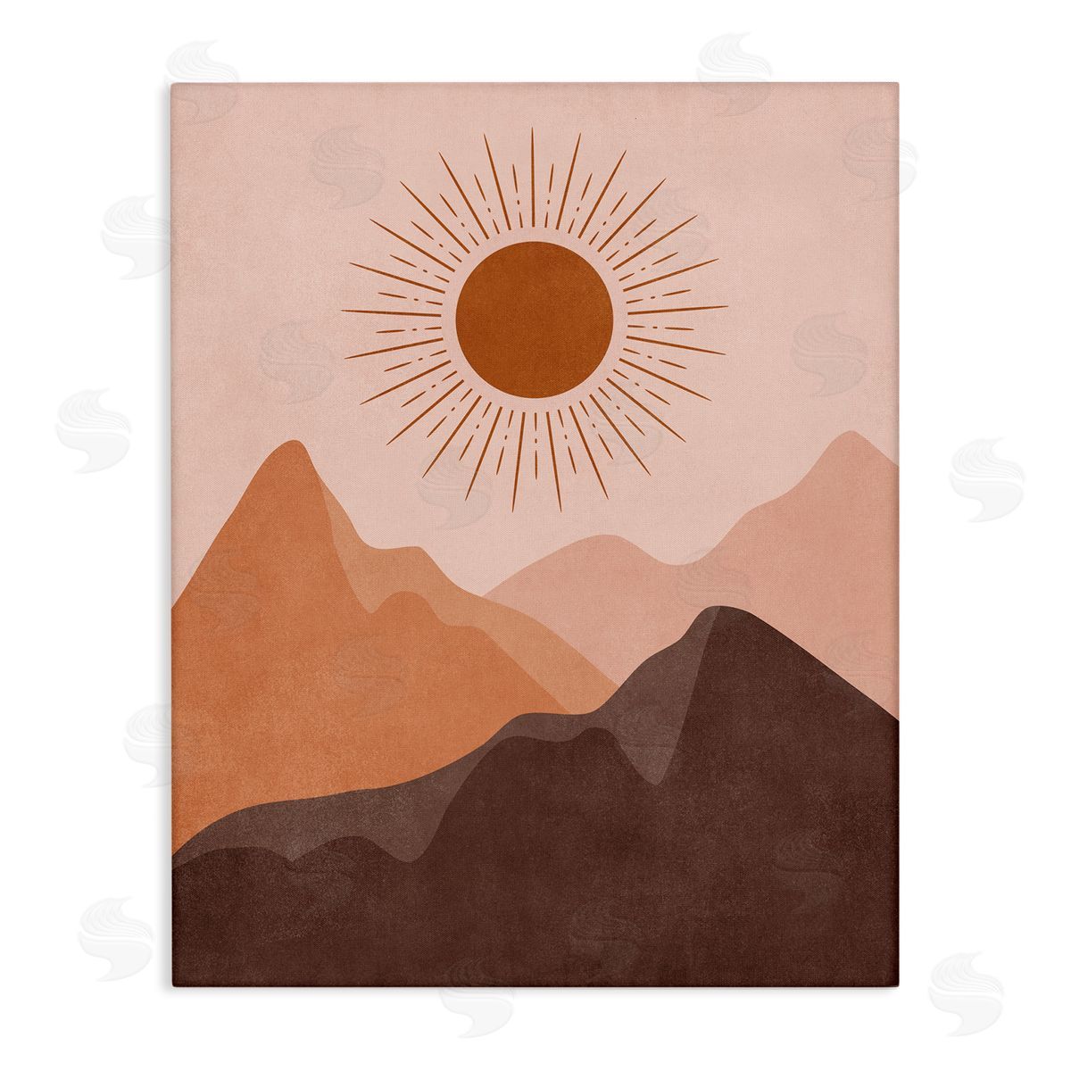 Nataly White Rust Boho Mountains Canvas Wall Art Print