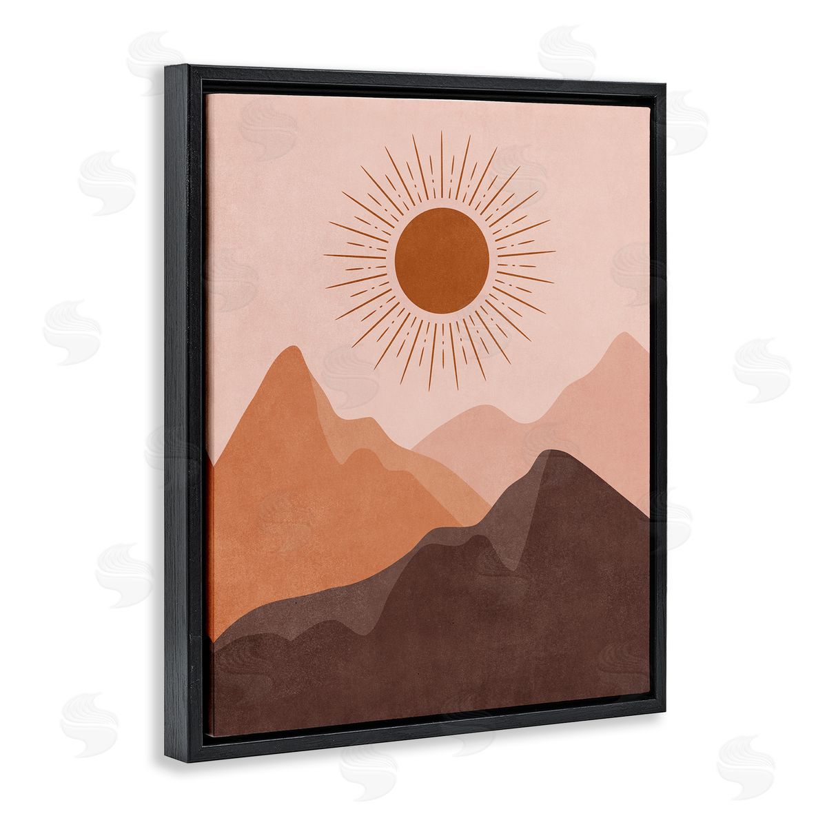 Nataly White Rust Boho Mountains Black Floating Frame Canvas Wall Art Print