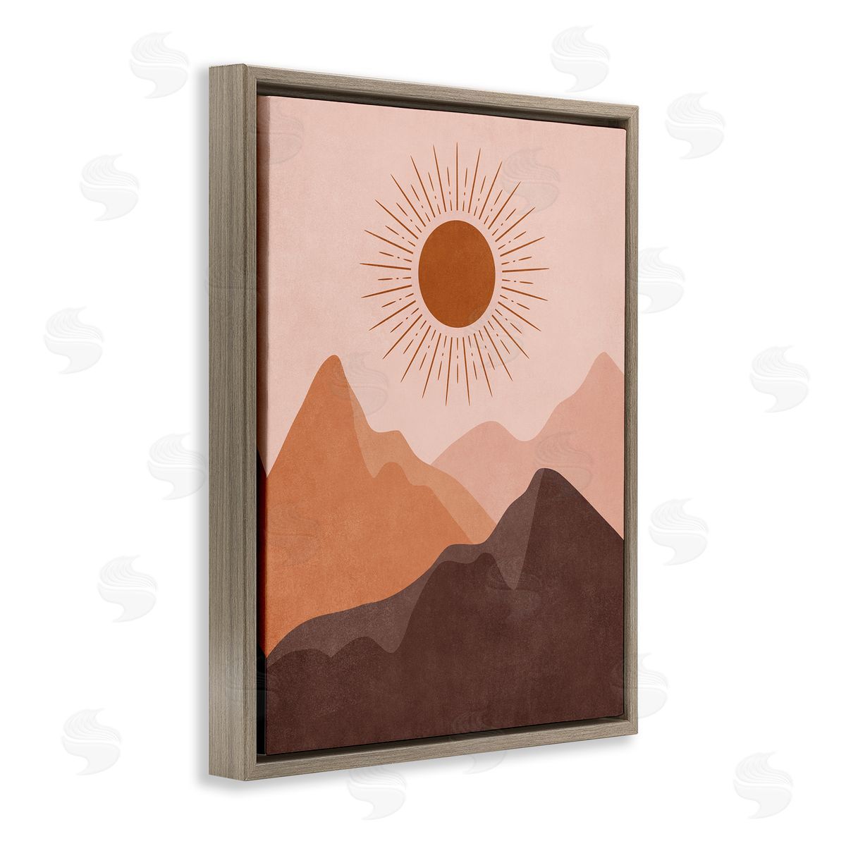 Nataly White Rust Boho Mountains Brown Floating Frame Canvas Wall Art Print