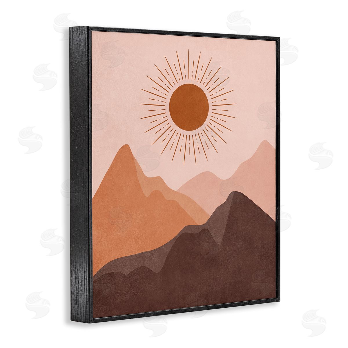 Nataly White Rust Boho Mountains Black Framed Giclee Wall Art Print