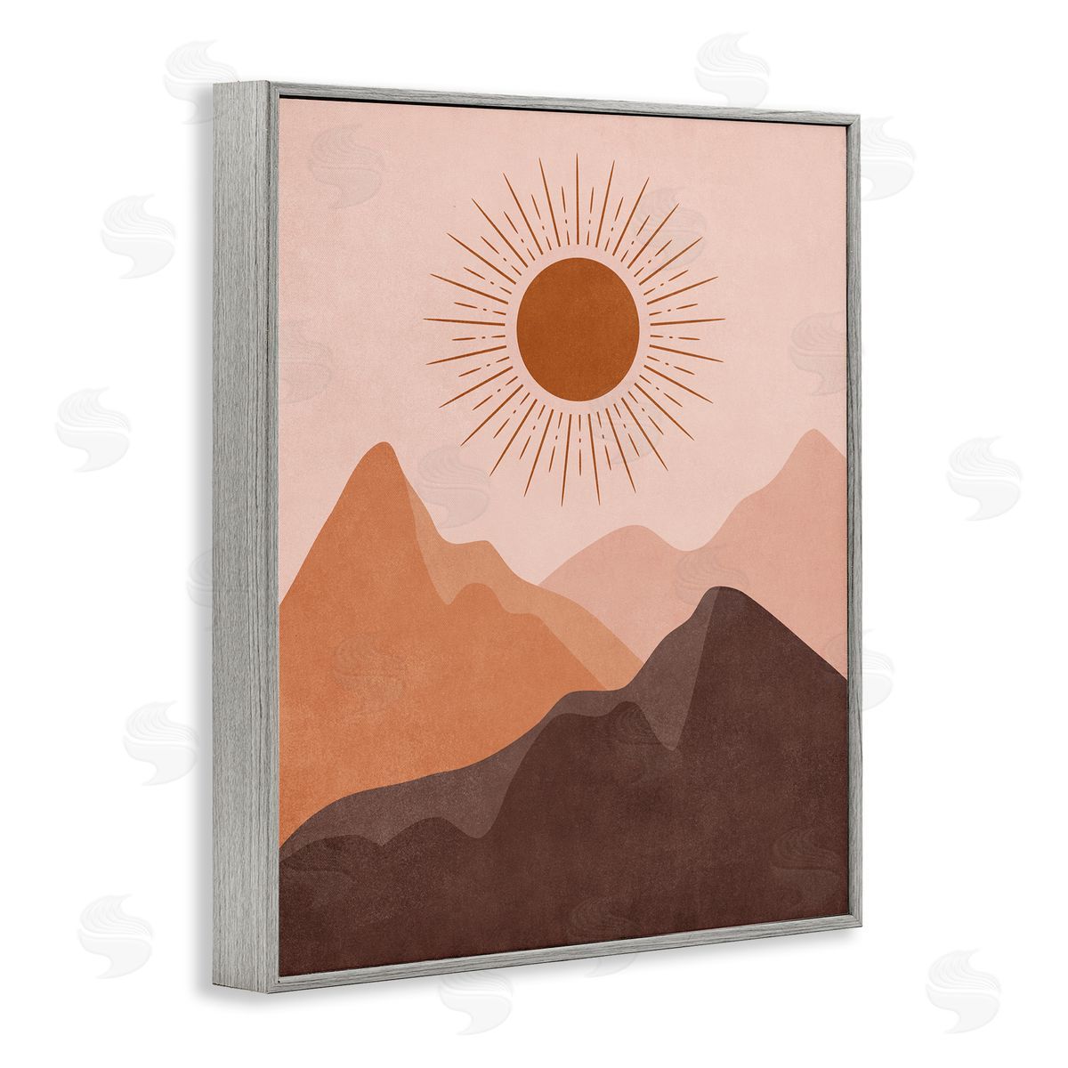 Nataly White Rust Boho Mountains Gray Framed Giclee Wall Art Print