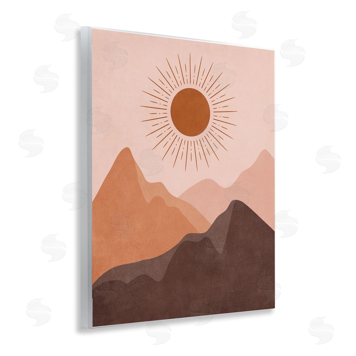 Nataly White Rust Boho Mountains Wooden Wall Plaque Art Print