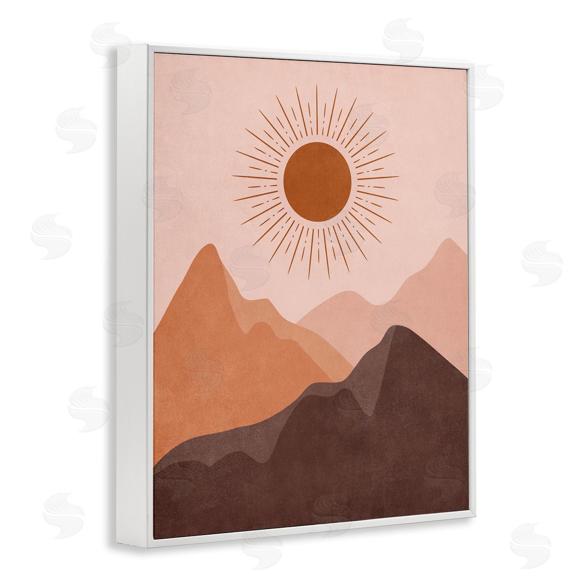 Nataly White Rust Boho Mountains White Framed Giclee Wall Art Print