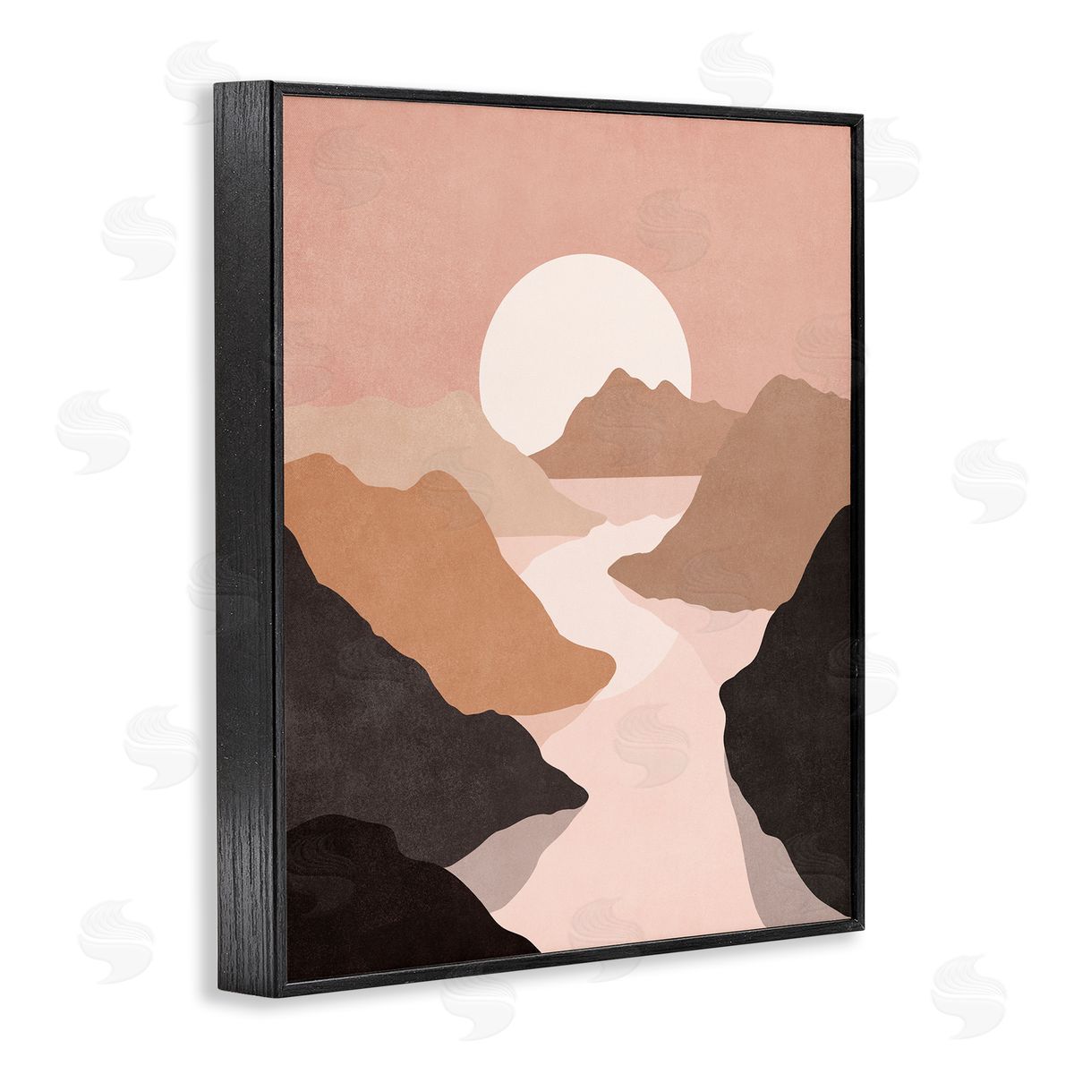 Nataly White Rust Boho Stream Black Framed Giclee Wall Art Print