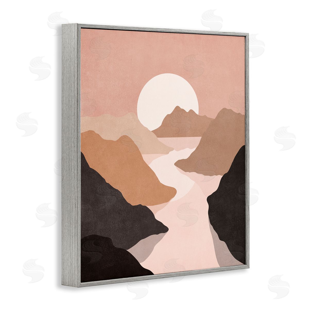 Nataly White Rust Boho Stream Gray Framed Giclee Wall Art Print