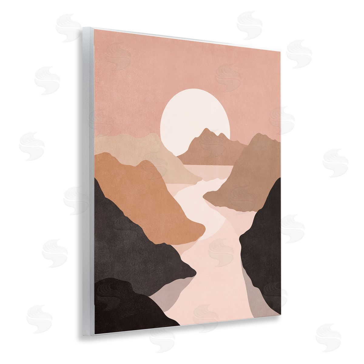Nataly White Rust Boho Stream Wooden Wall Plaque Art Print