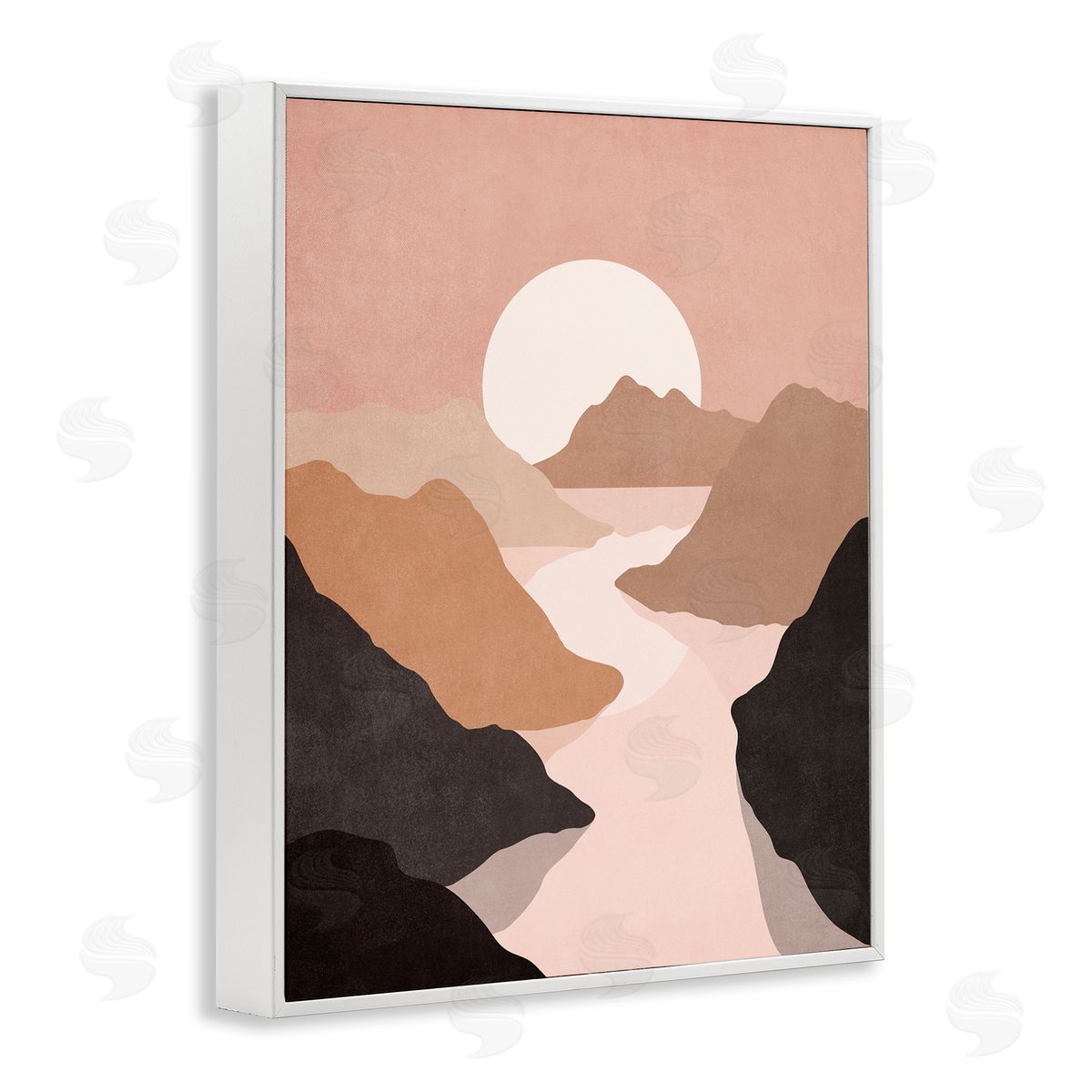 Nataly White Rust Boho Stream White Framed Giclee Wall Art Print