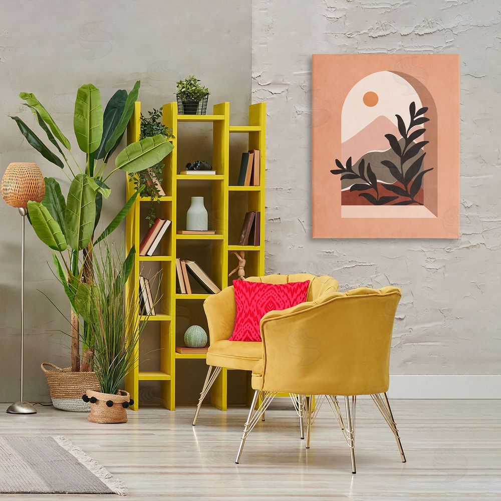 Nataly White Terracotta Boho Window Canvas Wall Art Print in Room