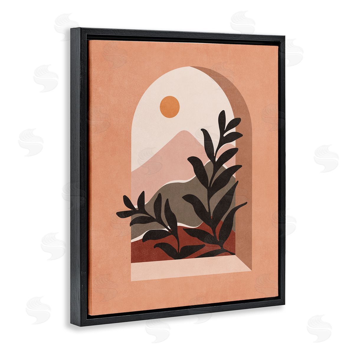 Nataly White Terracotta Boho Window Black Floating Frame Canvas Wall Art Print
