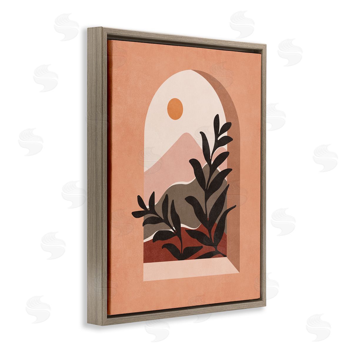 Nataly White Terracotta Boho Window Brown Floating Frame Canvas Wall Art Print