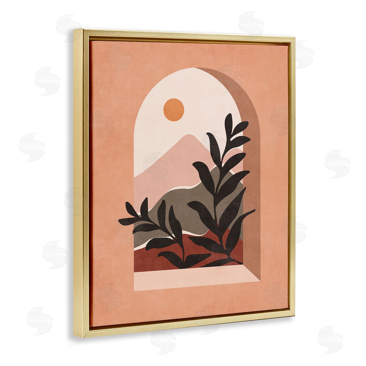 Nataly White Terracotta Boho Window Gold Floating Frame Canvas Wall Art Print