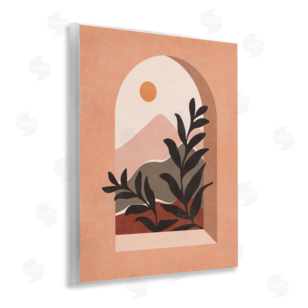 Nataly White Terracotta Boho Window Wooden Wall Plaque Art Print