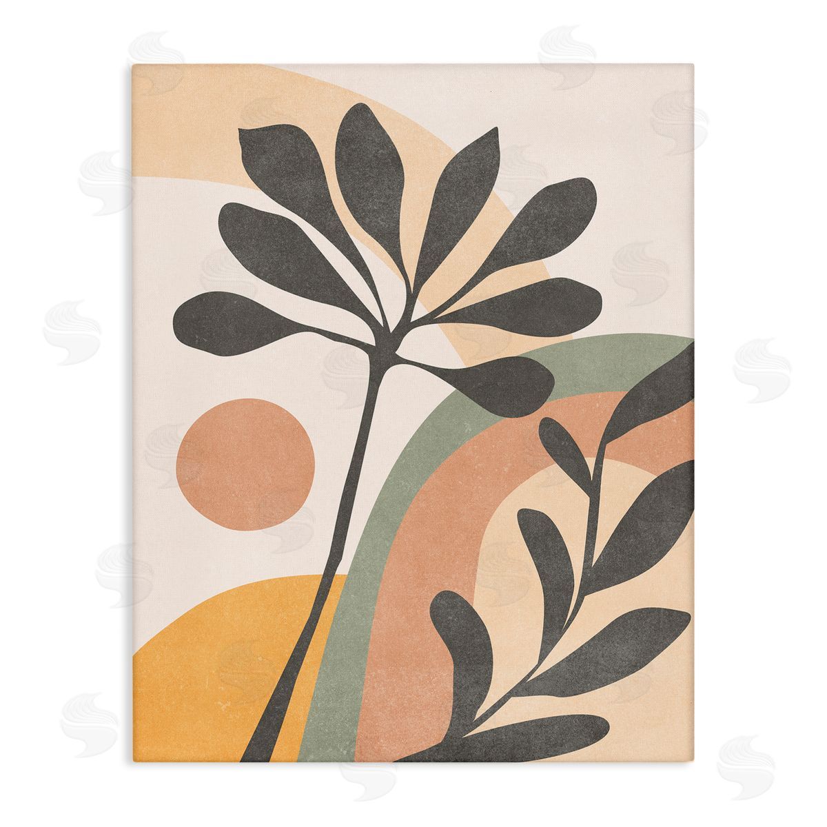 Nataly White Retro Sage Boho Sprigs Canvas Wall Art Print