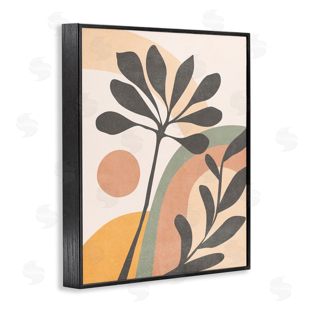 Nataly White Retro Sage Boho Sprigs Black Framed Giclee Wall Art Print