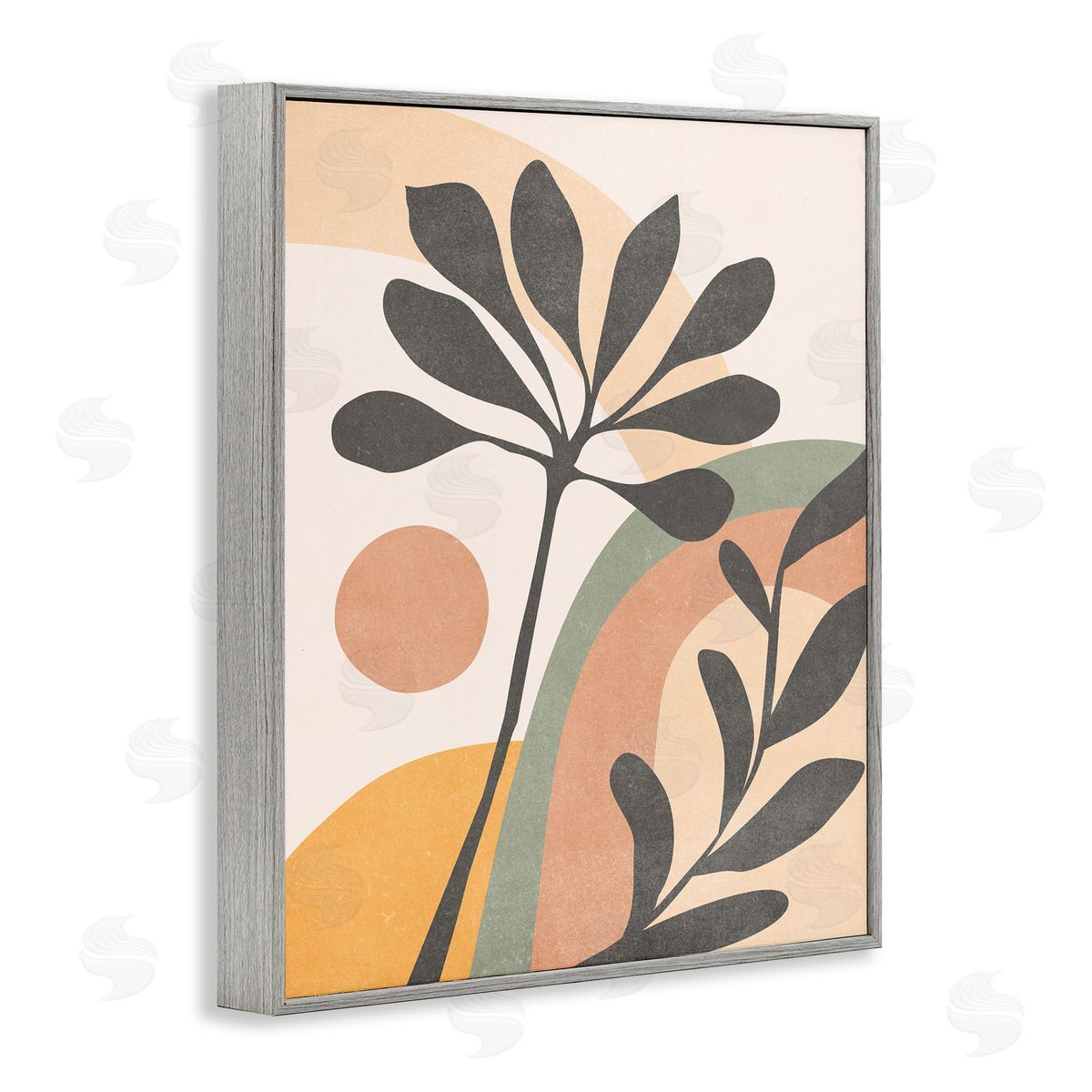 Nataly White Retro Sage Boho Sprigs Gray Framed Giclee Wall Art Print