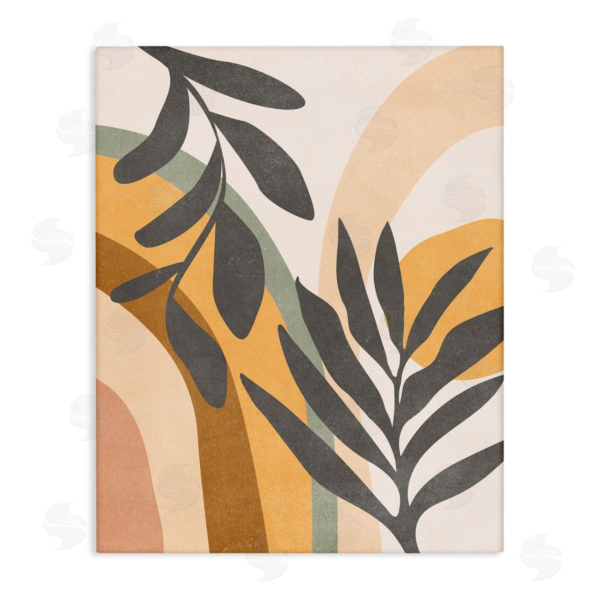 Nataly White Retro Sage Boho Plants Canvas Wall Art Print