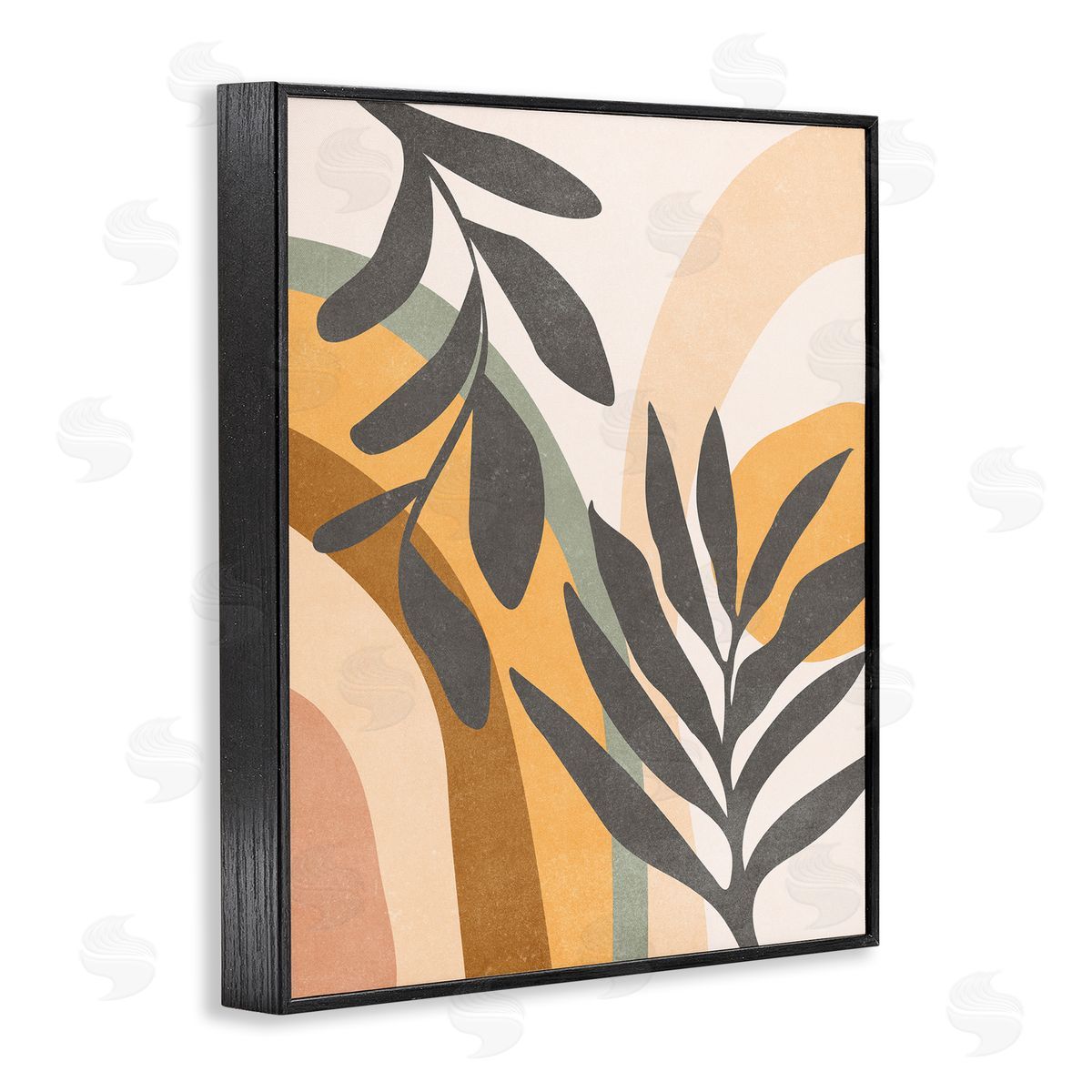 Nataly White Retro Sage Boho Plants Black Framed Giclee Wall Art Print