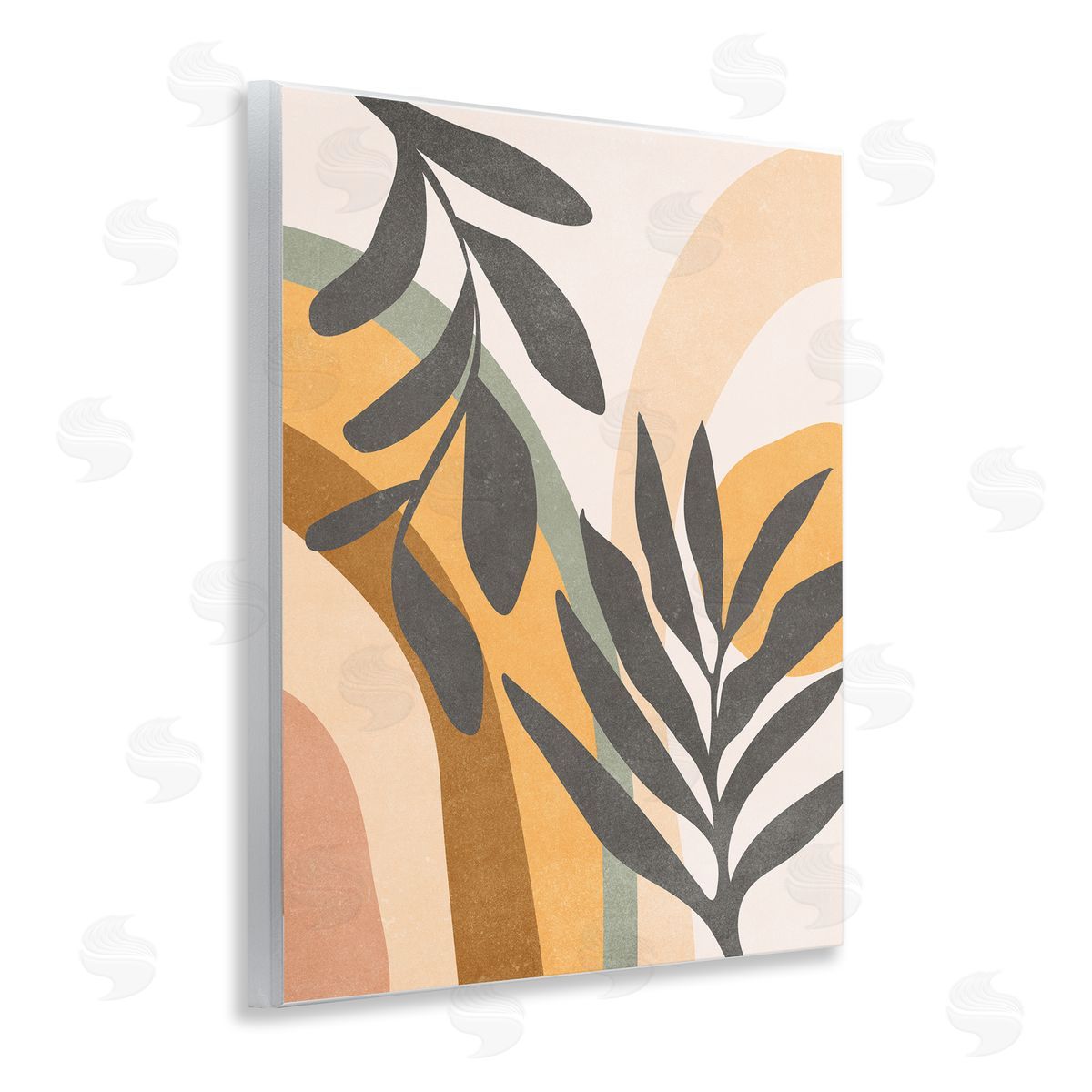 Nataly White Retro Sage Boho Plants Wooden Wall Plaque Art Print
