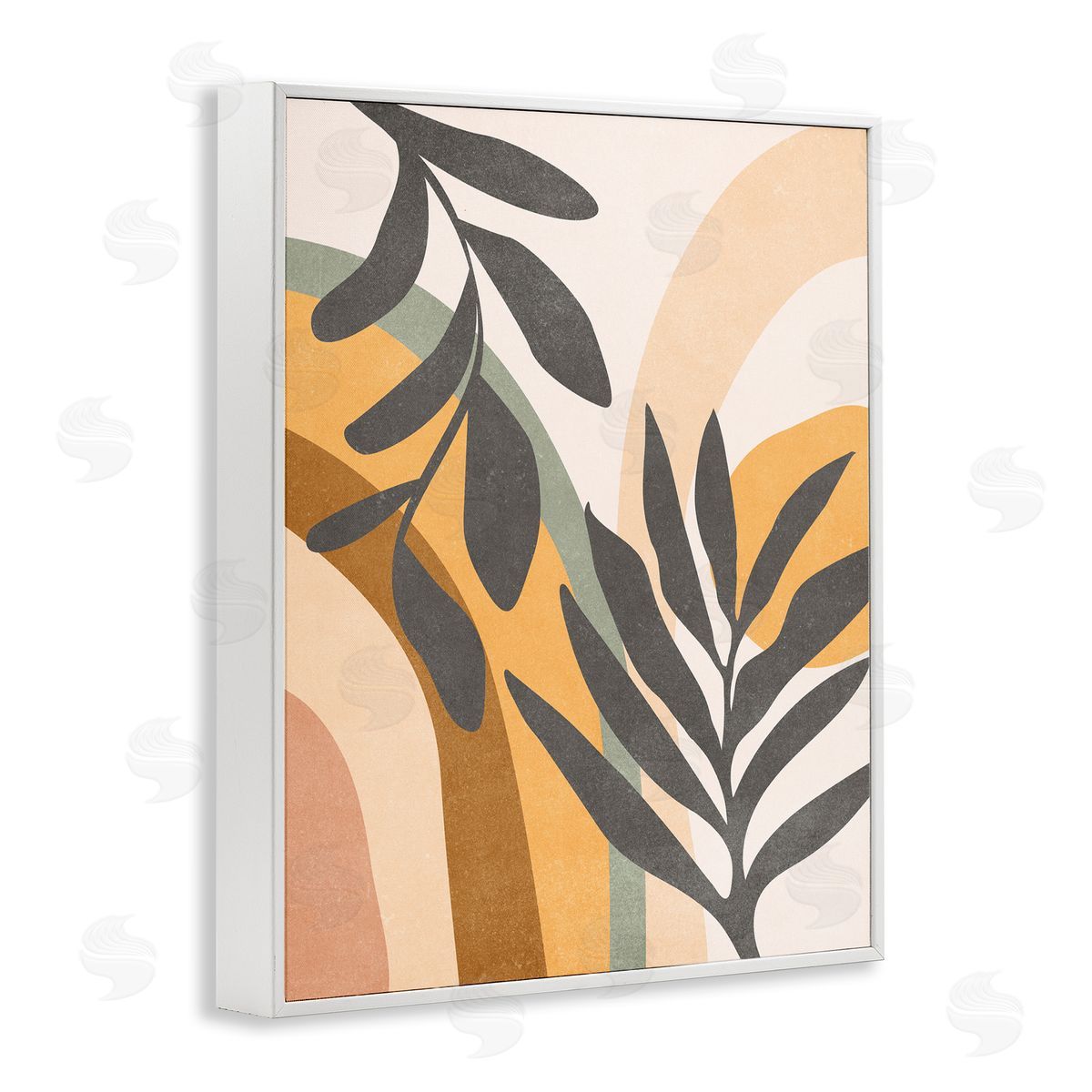Nataly White Retro Sage Boho Plants White Framed Giclee Wall Art Print