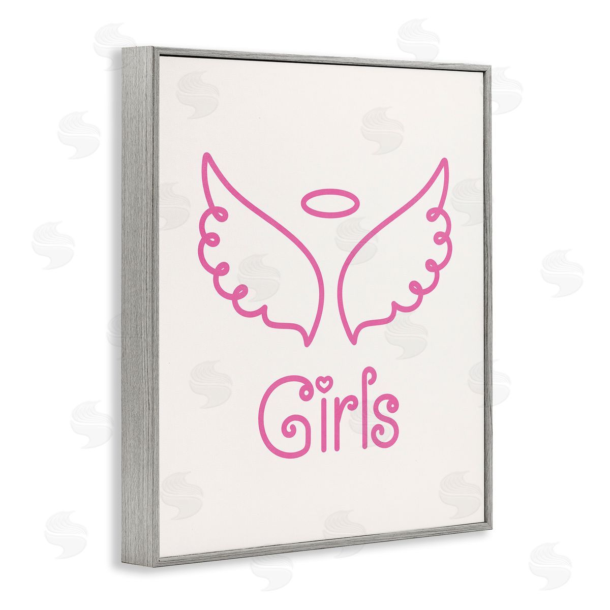 Nataly White Minimal Angel Girls Gray Framed Giclee Wall Art Print