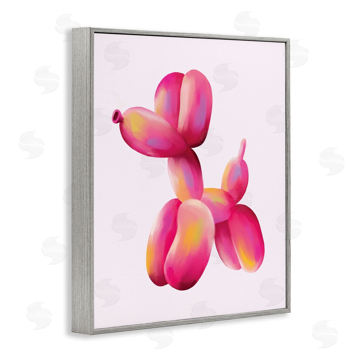 Nataly White Pink Balloon Dog Gray Framed Giclee Wall Art Print