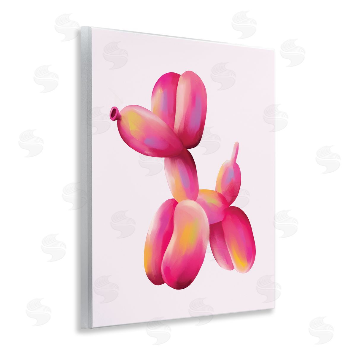 Nataly White Pink Balloon Dog Wooden Wall Plaque Art Print