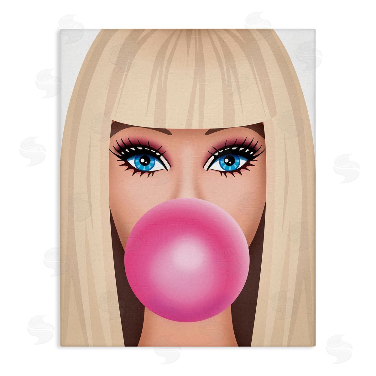 Nataly White Blonde Girl & Bubblegum Canvas Wall Art Print