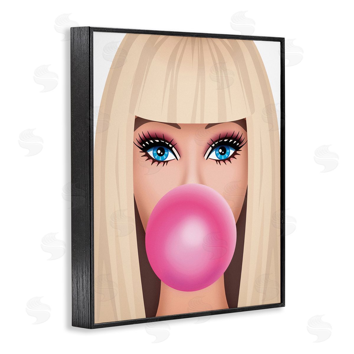 Nataly White Blonde Girl & Bubblegum Black Framed Giclee Wall Art Print