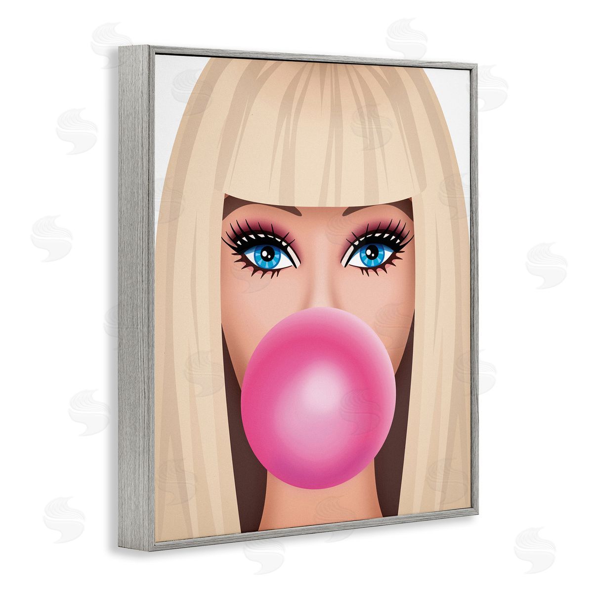 Nataly White Blonde Girl & Bubblegum Gray Framed Giclee Wall Art Print
