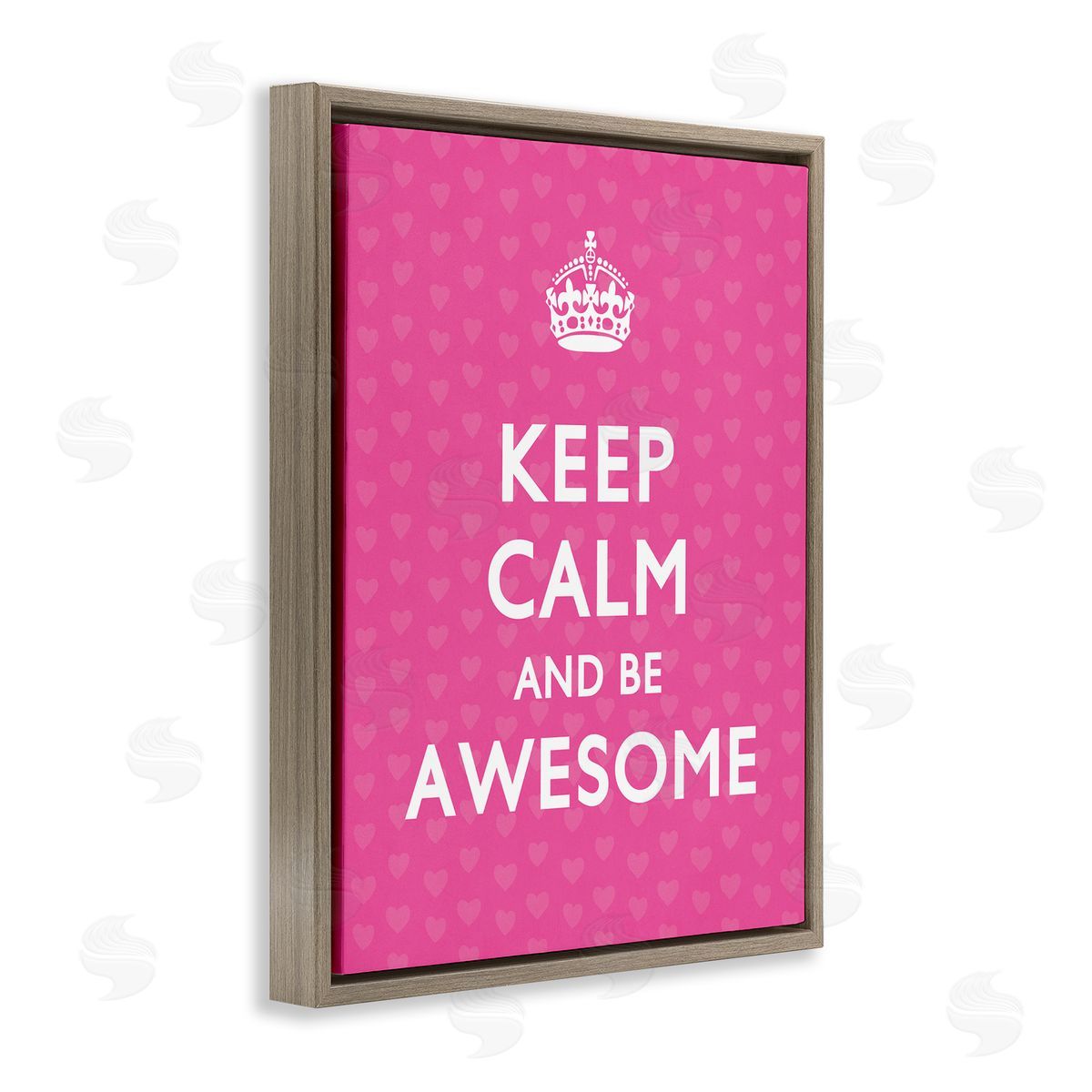 Nataly White Keep Calm Be Awesome Brown Floating Frame Canvas Wall Art Print