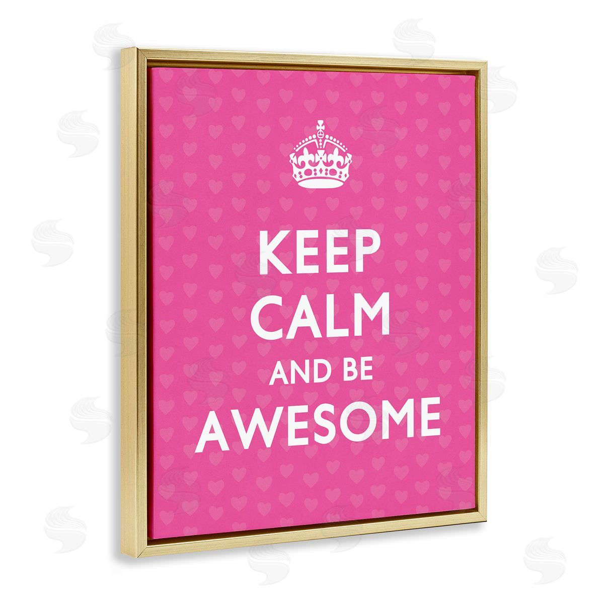 Nataly White Keep Calm Be Awesome Gold Floating Frame Canvas Wall Art Print