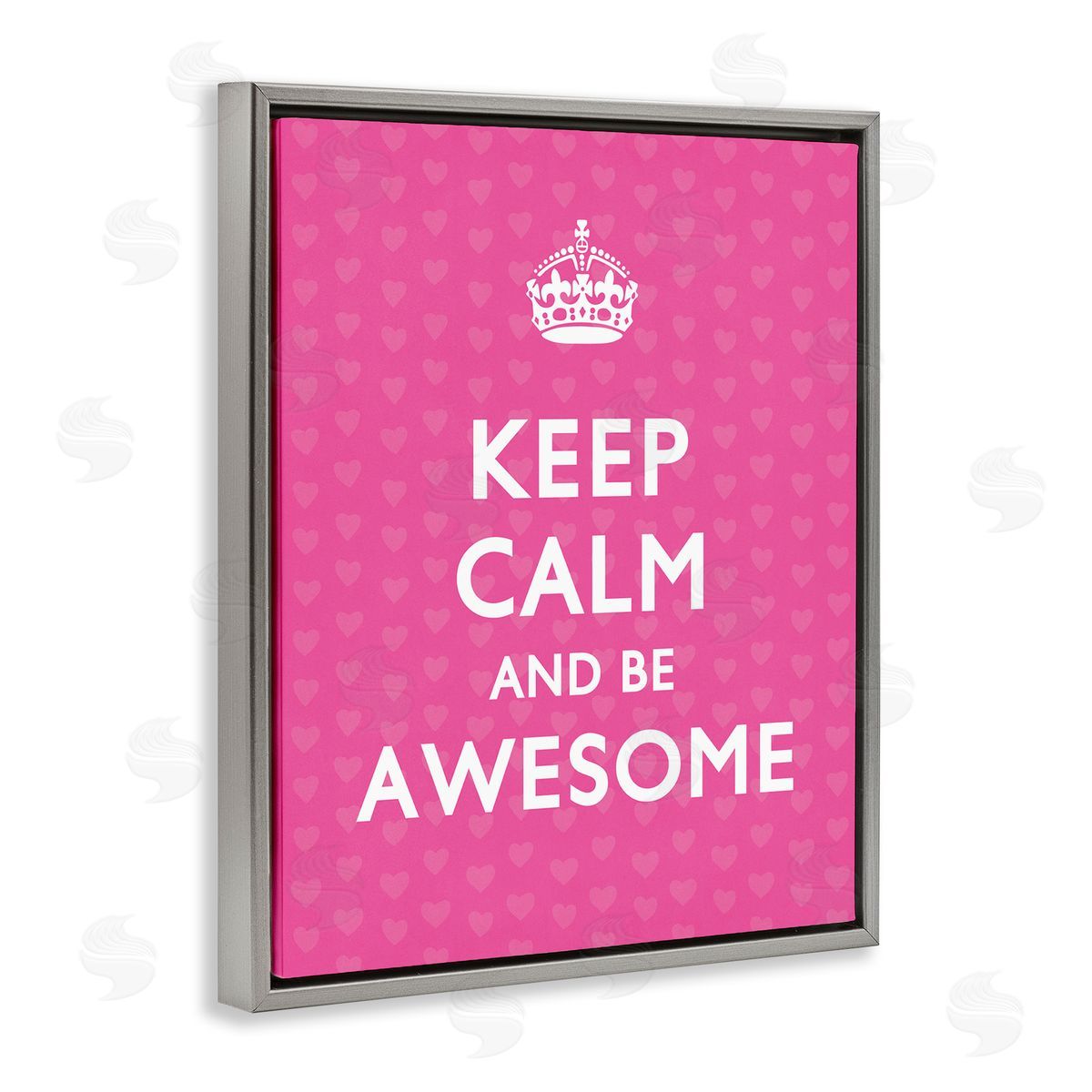 Nataly White Keep Calm Be Awesome Gray Floating Frame Canvas Wall Art Print